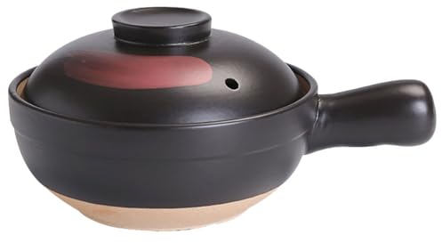 Clay Casserole with Single Handle: Cooking Earthenware Pot Japanese Pottery Soup Pot for Cooking Soup Milk Juice Rice