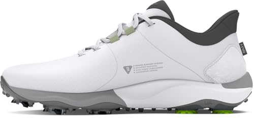 Under Armour Men's Drive Pro Wide Golf Shoe, (100) White/White/Metallic Gun Metal, 11 Wide