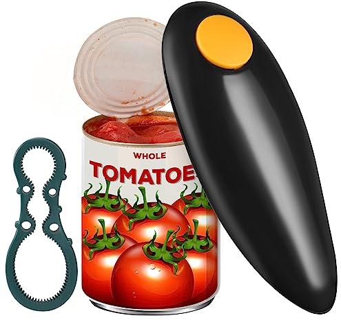 Electric Can Opener, Portable Automatic Tin Opener with One Touch Switch, Hand Free Can Opener, Multi Function Jar Openers Opening Machine, Best Kitchen Gadgets for Chefs, Arthritis and Seniors(Black)