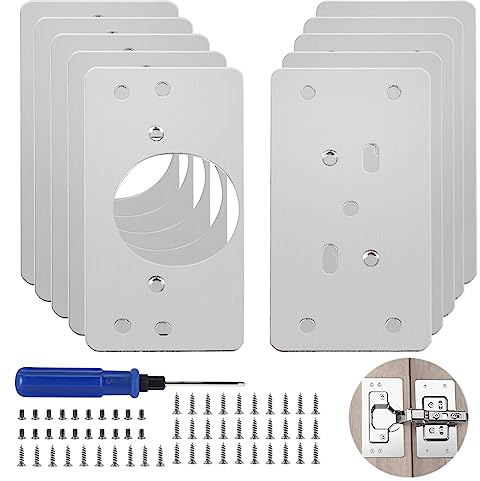 Asuinxurr 10 Stück Schrank Scharnier Reparaturplatte Rostfreier Scharnier Reparaturset Scharnier Reparatur Klammern Mit Schraubendreher, 9X4.8cm Geeignet Für Schrank Möbel Schublade
