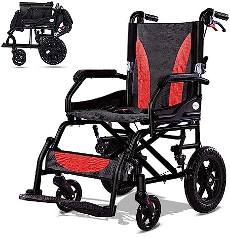 GHBXJX Faltbar Leicht Rollstuhl für die Wohnung, Leichter Rollstühle mit Bremse, Reiserollstuhl für ältere und Behinderte Menschen, Transportrollstühle, Aluminium, Sitzbreite 46 cm, Ultraleicht