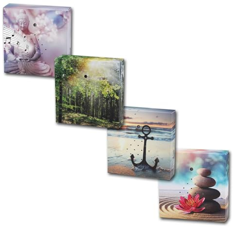 HAC24 4er Set Soundbox mit Bewegungsmelder Naturgeräusche Vogelgezwitscher Wellenrauschen Meditation Box