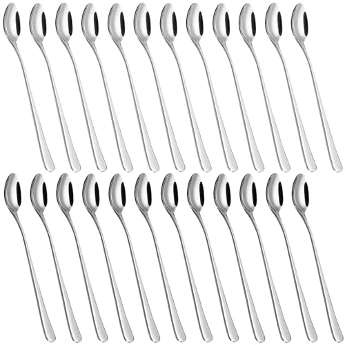 Latte Spoons Set of 24, PionStar Stainless Steel Long Teaspoons Set, 7.7 Inch (19.5cm), Dishwasher Safe, Tea Spoons/Sundae Spoons/Coffee Spoons/Cake Spoons/Dessert Spoons for Home/Restaurant