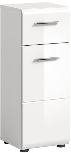 xonox.home - Kommode Ice 30x80x30 cm in weiß Hochglanz Tiefziehfront - Standschrank Badschrank schmal - praktisch und platzsparend