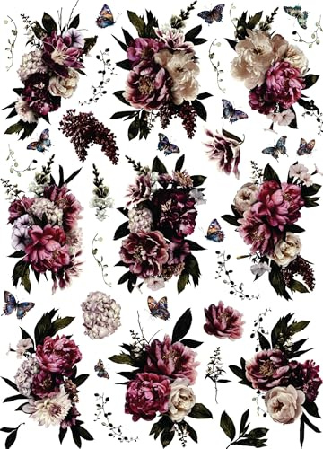 Mörkt Moody rosa rispapper, 29 x 40 cm – för Decoupage utskriftskort hantverk