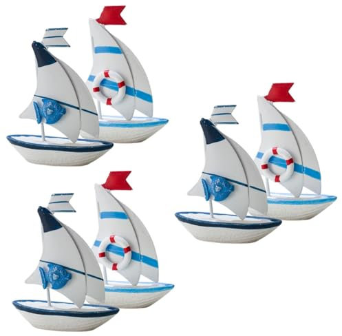 ABOOFAN 6 STK Segelmodell Desktop-Segelboot mediterranes segelboot Segelboot-Ornament nautische Strandverzierung wohnzimmerdeko wohnungsdeko Segelschiffschmuck Segelschiffmodell MDF