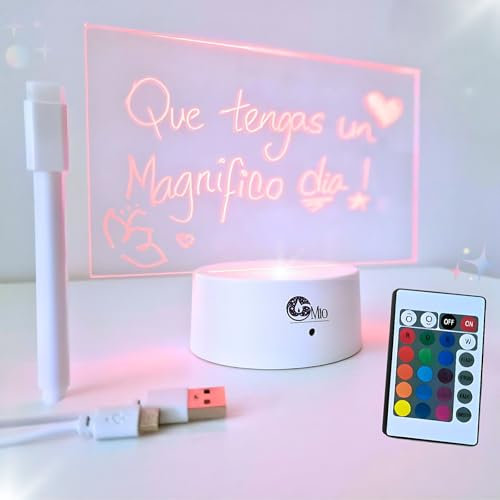 Pizarra LED luz de Notas Inahambrico - Tablero de mensajes acrílico Portatil Luminoso 16 Tonos de Luz - Pizarra Luminosa para Escribir - Luz Nocturna - Decoración para niños y adultos