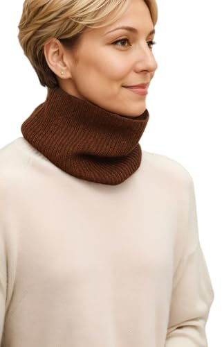 Prettystern ribbstickad män kvinnor kashmir loop halsduk kashmir unisex krage insats rund halsduk vinter tubhalsduk, BRUN, One size