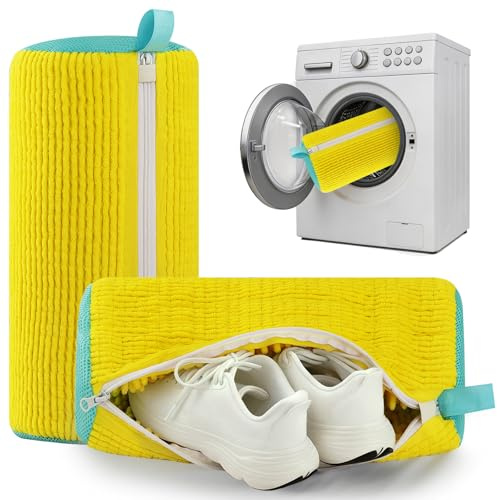 Schuhwaschbeutel Waschmaschine Schuhe Waschbeutel Sneaker, Schuhe Für Waschmaschine Wiederverwendbarer Waschbeutel Mit Reißverschluss Wäschesack Netzschuhe Wäschesack für Sne (YELLOW 2PCS)