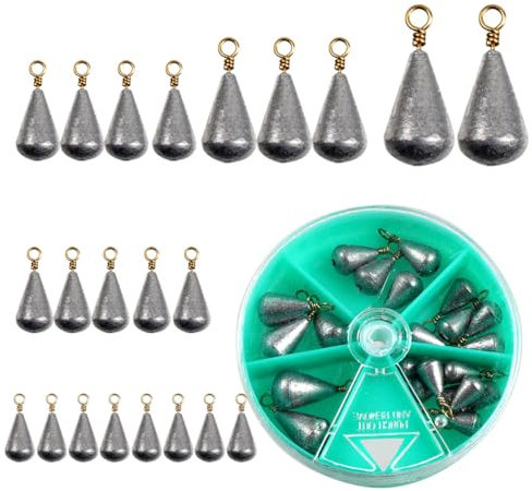 FOLANDO 22pcs Fishing Weights, Teardrop Fishing Snaps Sea Fishing Weights For Saltwater Freshwater Fishing 3.5g/5g/7g/10g/14g