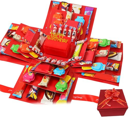 MRUVTC DIY Explosion Gift Box, Surprise Box, Creative Gift Box For Birthday (Red)