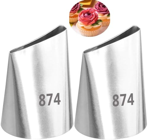 2PCS Rose Flower Cake Piping Stainless Steel Icing Piping Large Size Cake Nozzles Dessert Decorators Tool Cream Decoration Pastry Tips