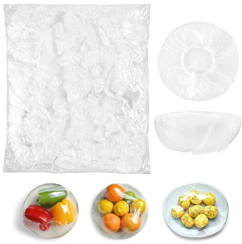 Qaestuan 500 Pezzi Sacchetti di Conservazione Freschi, Elastici Salvafreschezza Coprivivande, Pellicola Alimenti Sacchetti Riutilizzabili, per La Protezione della Freschezza delle Verdure