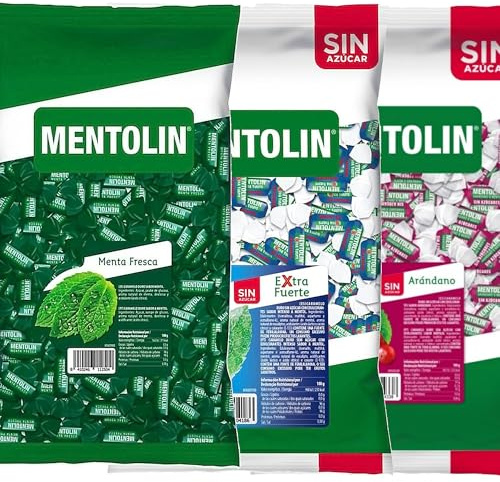 MENTOLIN PACK 3 Kg caramelos duros Menta Fresca & Extra Fuerte & Arandano