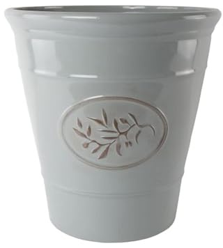 Classic Olive Plastic Planter for Gardening – Outdoor & Indoor Flowers Pot with Glossy Finish | Weatherproof Plant Pot with Drainage Holes – Flower Pots for Gardens & Balconies (Grey, 40cm-Pack 1)