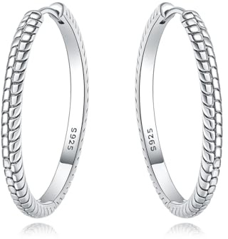 CYMYSS Örhängen Silver 925 Zirkonia Örhängen Sterling Silver Örhängen Damörhängen Creoler Dam 925 Äkta Silver Creoler Örhängen För Kvinnor Silverörhängen (Ormörhängen-30)