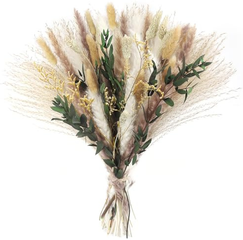 Larber 75 Stück Getrocknete Blumen Pampasgras Deko,43CM Pampasgras Deko Trocken Boho Pampas Gras Trockenblumen für Hochzeit Wohnzimmer Home Esszimmertisch Rustikale Bauernhausparty Dekoration
