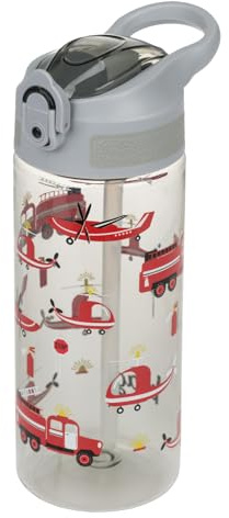 Baagl Kinder Trinkflasche Wasserflasche Schule Sport Tritan 500 ml - Jungen | Getränkeflasche mit Strohhalm als auslaufsichere Schultrinkflasche und Fussball Flasche eignet sich für Kindergarten.