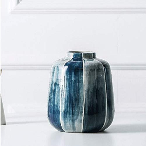 KWMAEEUID Vaso per Fiori Nordico Moderno Blu con Highlight Vaso in Ceramica Minimalista Contenitore per Coltura idroponica Vaso per fioriera per la casa Soggiorno