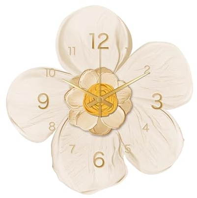 Ergocar Wanduhr, Art-Déco-Wanduhr, Moderne Mit Blumenmotiv Aus Kristallporzellan, Batteriebetrieben, Geeignet Für Wohnzimmer, Schlafzimmer, Arbeitszimmer Und Büro