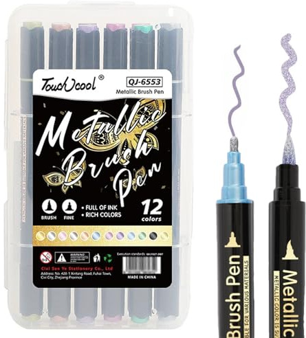YESTARTDS Bolígrafos Marcador Metálicos Rotuladores De Doble Punta 12 Colores Manualidades Graffiti Metalico Juego De Rotuladores Mágicos De Doble Punta Para Album, Scrapbooking, Papel