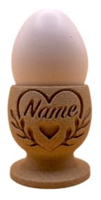 Personalisierter Eierbecher aus 3D-Druck mit Wunschnamen - kein Echtholz, Eierbecher aus Kunststoff-Holzfaser-Mix mit Name als besondere Geschenkidee, schöner besonderer Eierbecher (Ornamente)