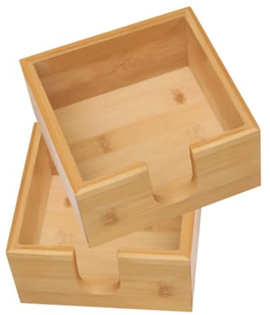 Portatovaglioli in Bambù Quadrato, Set 2 Pezzi, Scatola | Colore Khaki, Design Semplice e Stiloso, per Ristoranti e Camere D'albergo