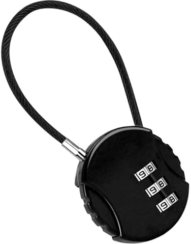 Carrido de combinación - Lock Combo Combo de equipaje de aleación de zinc | Candado sin llave con vástago de cable flexible | Código reiniciable de 3 dígitos para controles de seguridad del aeropuerto
