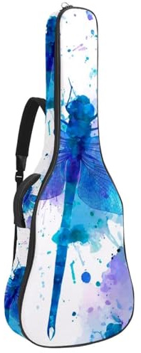 Gitarrentasche in voller Größe, wasserdichte Gitarren-Abdeckung, Tragetasche für akustische klassische E-Gitarren, Aquarell-Bambushain mit Stielen und Blättern mit Libellen, Mehrfarbig 02