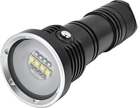 Xiuganpo 12LED IP68 Dykningsfackla 10000 Lm för Dykning, Fiske, Camping, Laddningsbar Hög Ficklampa, 5 Belysningslägen och 3 Belysningsfärger, Vattentät Dykning Ligh