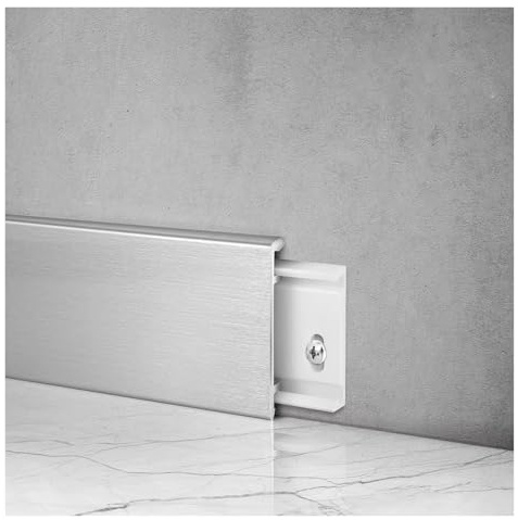 ZJKXJH Plinthe Plinthe de Surface en Acier Inoxydable 3 4 5 6 8 10 12 15 cm de Hauteur, Moulure de Plinthe Murale pour Salon, Chambre, Cuisine(Silver,H-15cm/5.9in)