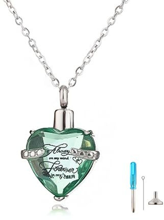 Always In My Heart Pendant Necklace Urn Stainless Steel Heart Necklace For Ashes Memorial Cremation Jewellery