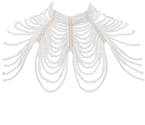 AHANDMAKER Collana girocollo con perle finte, regolabile, con perle finte, elegante gioiello per il corpo da donna, accessorio estivo da spiaggia, decorazione per feste di nozze, regali