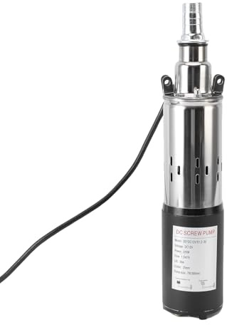 Hamwesh Bomba de Pozo Profundo de 12 V, Bomba de Pozo Sumergible Elevación de 30 M Bomba de Agua de Acero Inoxidable con Caudal de 1,2 M³/h con Cable de Alimentación de 7 M para Panel
