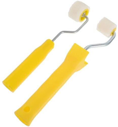 PENIKOKO Set Rullo per Pittura Mini 2 CM in Lana Naturale Kit Forniture per Pittura Fai da Te Manico Ergonomico per Pareti Soffitti e Mobili Strumenti Verniciatura per Uso Domestico