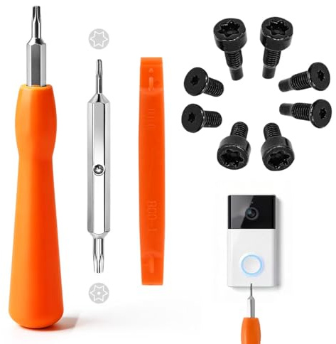 Ring Doorbell Screwdriver Replacement Tool, Double-Ended T6 T15 Screwdriver for Ring Camera, for Camera Video Doorbell Replacement, WiFi Password Reset 20 Screws Included