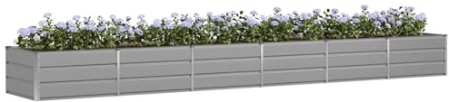 vidaXL Pflanzkübel Hellgrau 480 x 80 x 45 cm Stahl