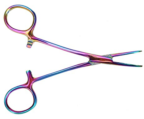 SPYMINNPOO Alicates Hemostáticos para Arrancar el Pelo de Las Orejas de Mascotas, Abrazadera de Agarre Apretado para Limpieza de Perros, Acero Inoxidable Colorido de 5,5 de Longitud para Peluqueros