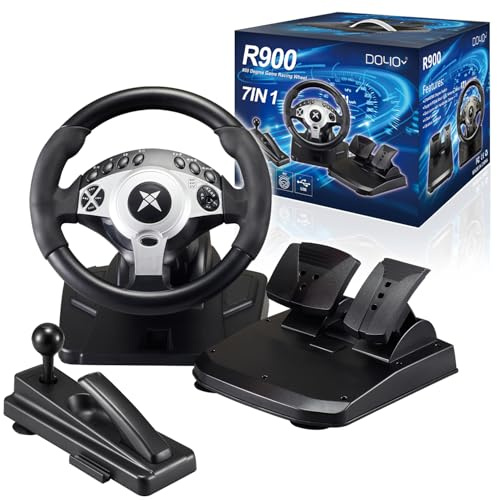 NBCP DOYO Rennrad mit 270/400°/900° Drehung, PC-Lenkrad mit Pedalen, Dual-Motor Vibration & Getriebeschalter für Xbox Series X|S, Xbox One, PS4, PS3, PC, Switch, Xbox 360