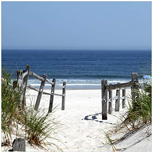 Wallario Glasbild Blick auf Strand - 50 x 50 cm Wandbilder Glas in Premium-Qualität: Brillante Farben, freischwebende Optik