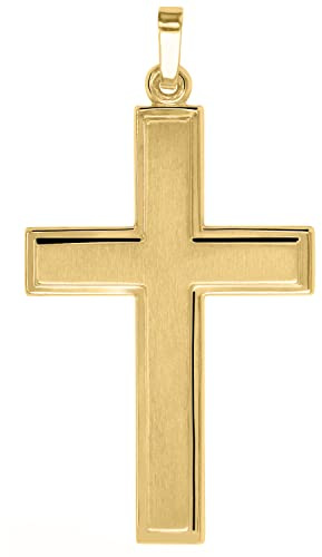 My Gold Herren Anhänger Kreuz (Ohne Kette) Echtes Gelbgold 375/585/750 Gold (9/14/18 Karat) 40mm x 22mm Goldkreuz Bologna