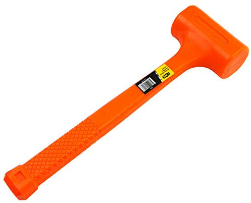 Stark USA 2LBS Dead Blow Hammer Grip Mallet Hammer Checkered Handle Spark and Rebound Resistant with 2-pounds Head, Orange
