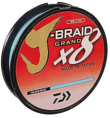 Daiwa JBGD8U15-150IB J-Braid X8 Grand Braided Line, 150 Yards, 15 Lbs Tested, .007 Diameter, Island Blue