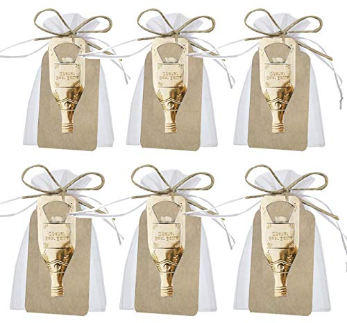 Awtlife 30 apribottiglie a forma di chiave di birra rustica vintage con carta e sacchetto trasparente per birra, festa di nozze