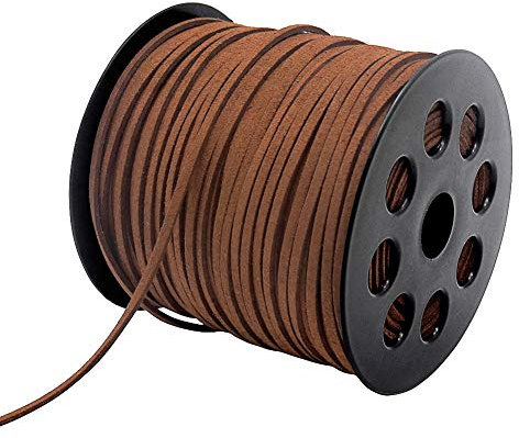 Suede Cord, 2.6mm 100 Yard Faux Leather String for Jewelry Bracelet Necklace Making Beading Thread DIY Crafts (Brown)
