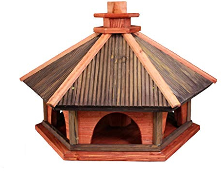 Vogelhäuschen, Vogelhaus aus Holz, Vogelhäuschen, Nistkasten, mit Ständer (Rotbraun, XL)