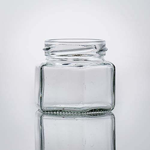 Flaschenbauer- 28x Sechskantgläser 106ml inkl. eines weißen Twist-Off Verschluss als Einmachglas, zur Aufbewahrung von Gewürzen oder als kleines Honigglas
