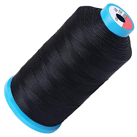 Hilo de coser de nailon unido negro # 69 T70 1500yds Tapicería Cuero Asiento Zapatos Bolsas Lona 1 Tijera (Negro)