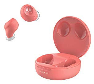 Motorola Lifestyle VerveBuds 250 - Bluetooth in Ear True Wireless Kopfhörer - Tragbar, Kabellose Ladebox - 18 Std. - IPX5 Waterproof - Touch Control - Kompatibel mit Alexa,Siri,Google - Rot