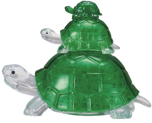 Crystal Puzzle | 3D Schildkröten Grün | Transparentes Design | 37 Teile | Bausatz für Kinder und Erwachsene | HCM Kinzel